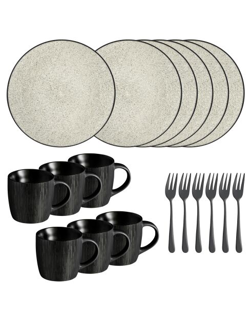 Dessert- und Snack-Set aus grauem Quarz, 18-teilig