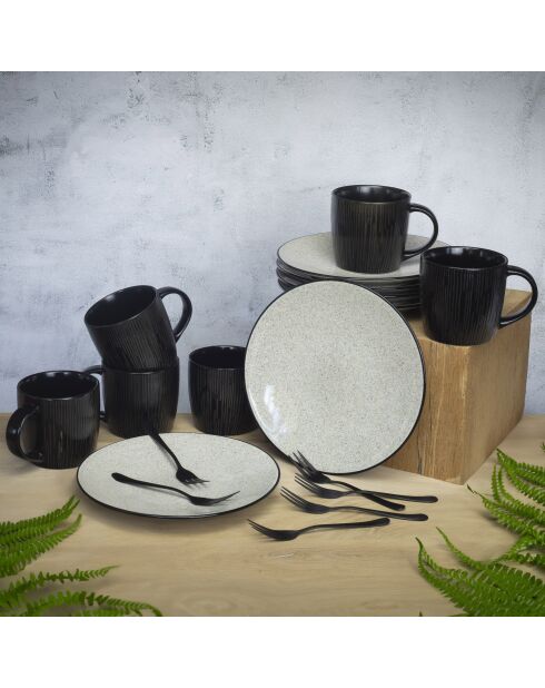 Dessert- und Snack-Set aus grauem Quarz, 18-teilig