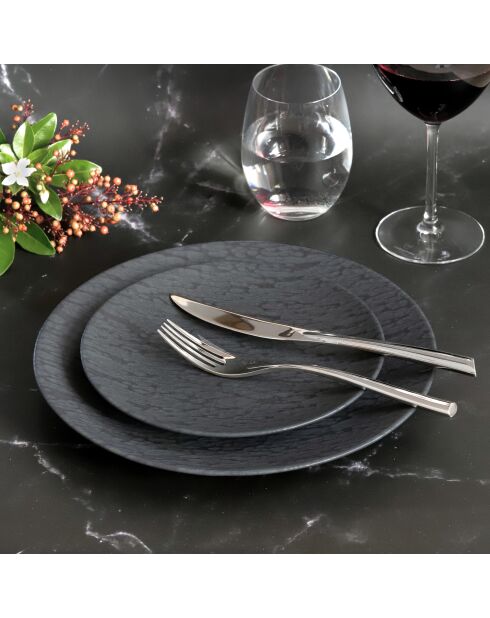 6 schwarze Mica-Dessertteller - D: 21 cm