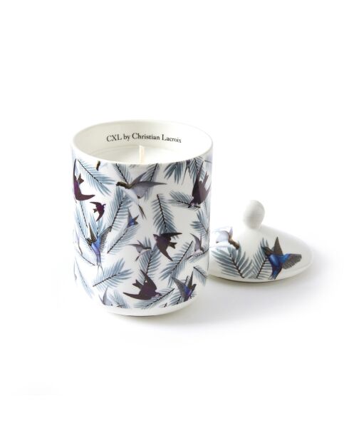 Bougie parfumée en pot de porcelaine Birds blanc - Jasmin & Ylang - 315 g