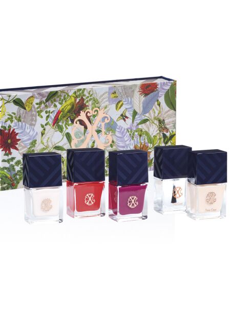 Kit de 3 vernis à ongles avec base coat et top coat nu / rouge /violet
