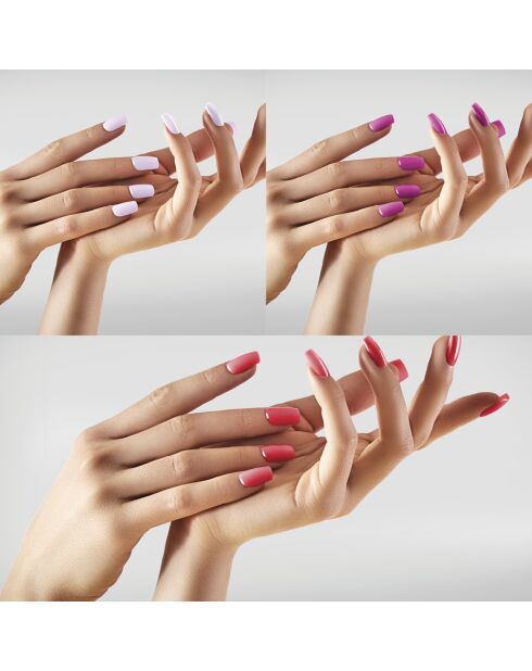 Kit de 3 vernis à ongles avec base coat et top coat nu / rouge /violet