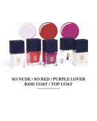 Kit de 3 vernis à ongles avec base coat et top coat nu / rouge /violet