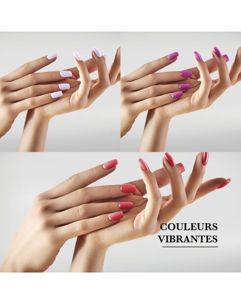 Kit de 3 vernis à ongles avec base coat et top coat nu / rouge /violet