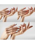 Kit de 3 vernis à ongles avec base coat et top coat orange / vert pastel / lilas