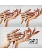 Kit de 3 vernis à ongles avec base coat et top coat orange / vert pastel / lilas