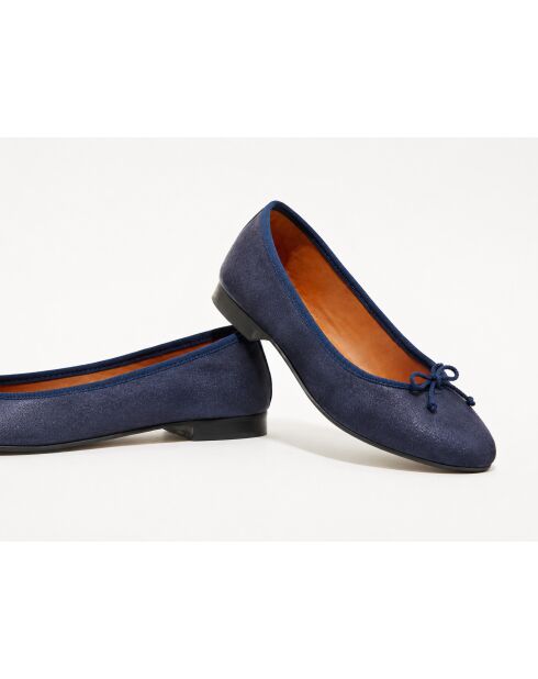 Ballerinas Jeanne aus schillerndem Samt marineblau