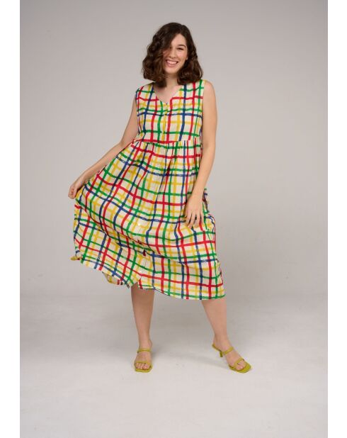 Abito lungo multicolor Razzia Vichy in cotone
