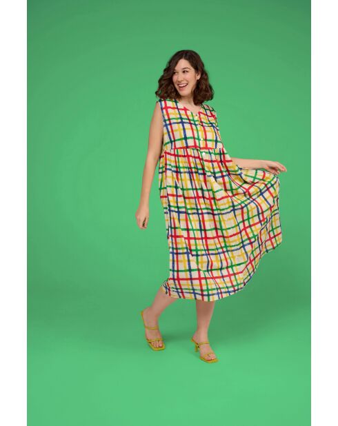 Abito lungo multicolor Razzia Vichy in cotone