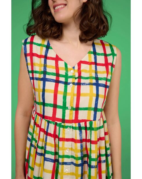 Abito lungo multicolor Razzia Vichy in cotone