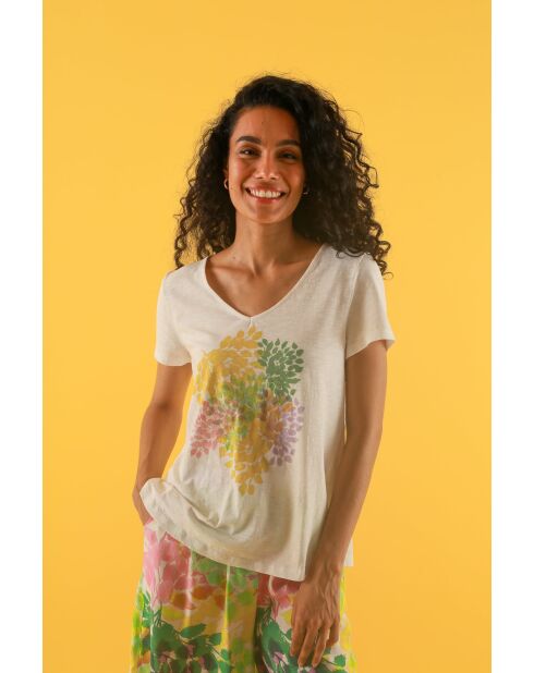 T-shirt MC in cotone Toche Feuillage ecru
