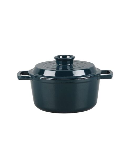 Cocotte en fonte ronde MasseIron Emeraude - 20x10cm
