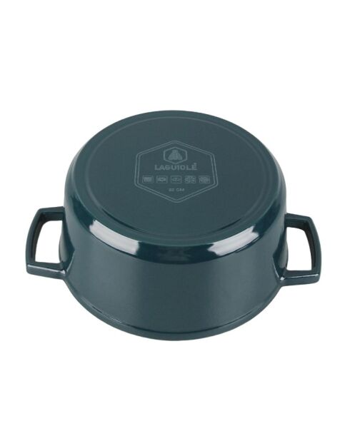 Cocotte en fonte ronde MasseIron Emeraude - 20x10cm