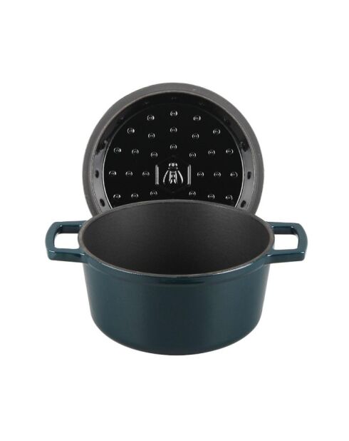 Cocotte en fonte ronde MasseIron Emeraude - 20x10cm