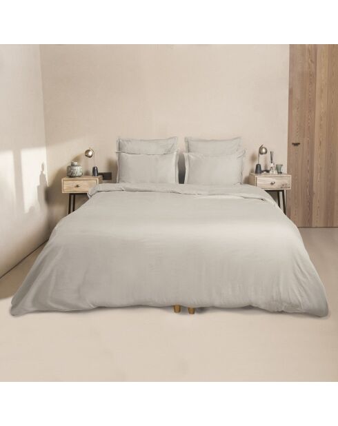 Housse de couette satin de en coton Julia gris perle