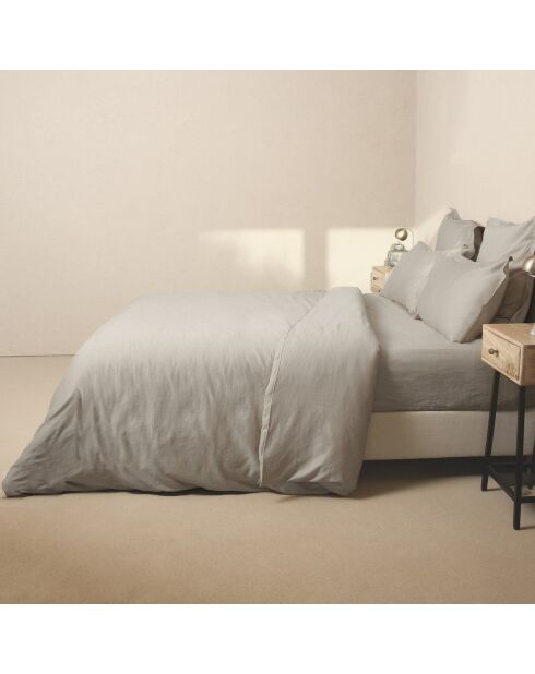 Housse de couette satin de en coton Julia gris perle