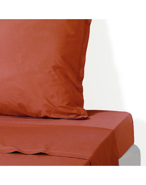 Drap plat percale de coton Nina rouge toscane