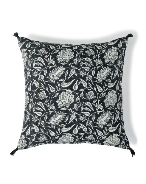 Coussin toile de coton Noida fusain