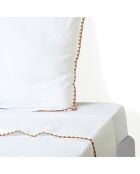 Drap plat percale de coton Zoé blanc/caramel