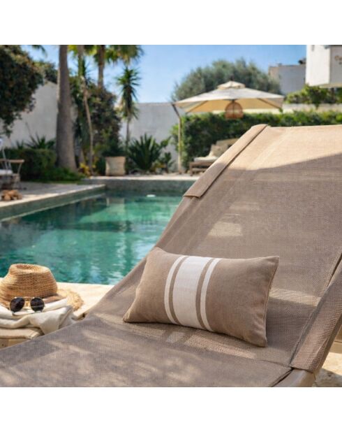 Cuscino da spiaggia St Tropez in cotone beige - 39x25 cm