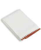 Drap plat percale de coton Zoé blanc/rouge