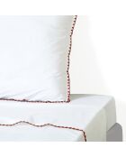 Drap plat percale de coton Zoé blanc/rouge