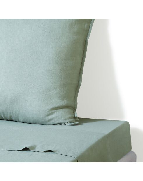 Sábana encimera Camille de lino lavado verde celadón