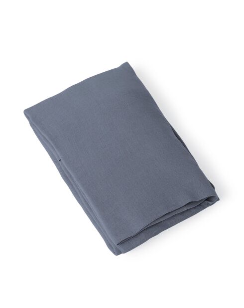 Drap plat lin lavé Camille bleu orage