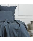 Drap plat lin lavé Camille bleu orage