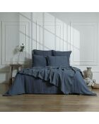 Drap plat lin lavé Camille bleu orage