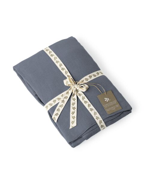 Drap housse lin lavé Camille bleu orage