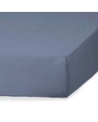 Drap housse lin lavé Camille bleu orage