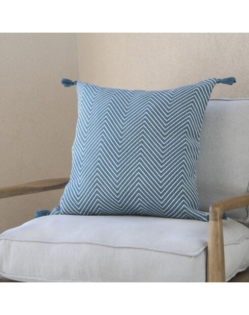 Fodera per cuscino Amsterdam in cotone blu petrolio