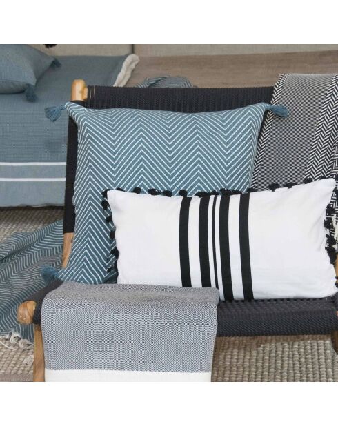 Fodera per cuscino Amsterdam in cotone blu petrolio