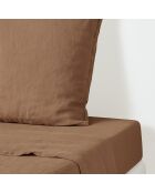 Drap plat lin lavé Camille noisette