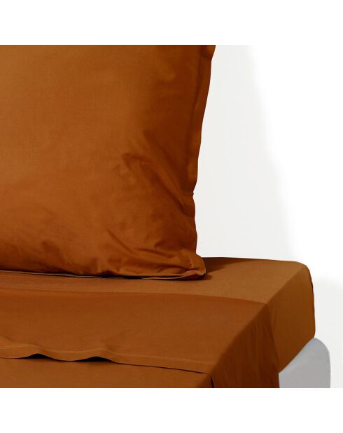 Drap plat percale de coton Nina caramel