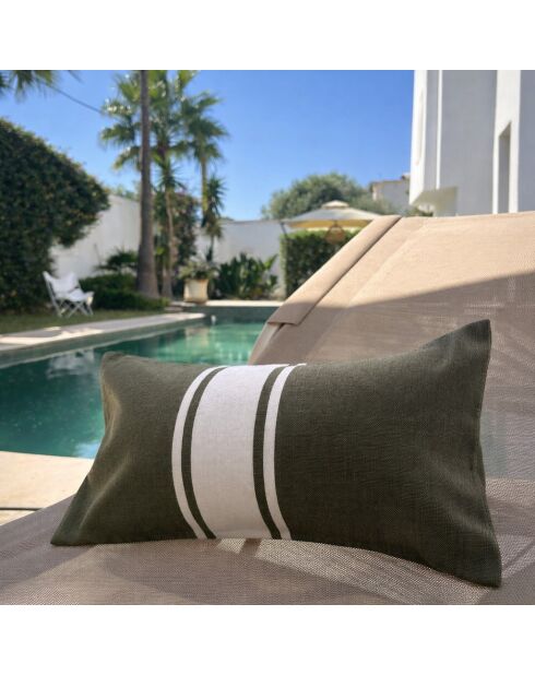 Cuscino da spiaggia St Tropez in cotone verde kaki - 39x25 cm