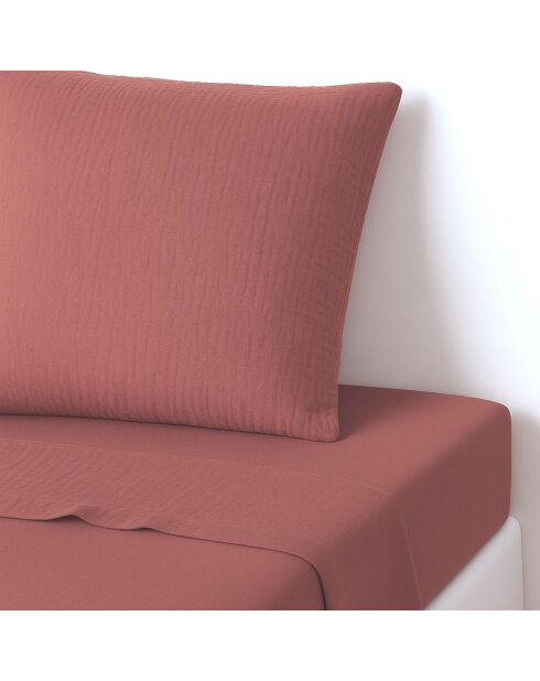 Drap plat gaze de coton Carla rouge toscane