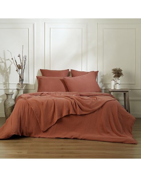 Drap plat gaze de coton Carla rouge toscane