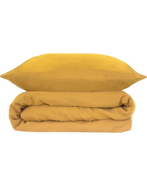 Juego de cama Clara de gasa de algodón amarillo azafrán