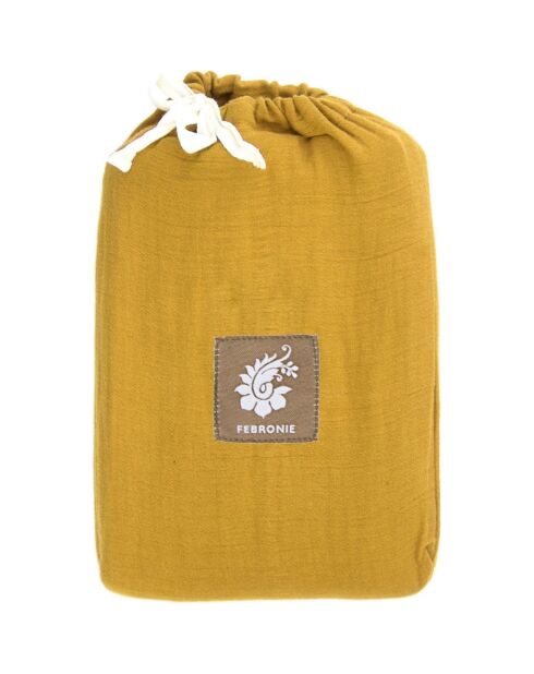 Juego de cama Clara de gasa de algodón amarillo azafrán