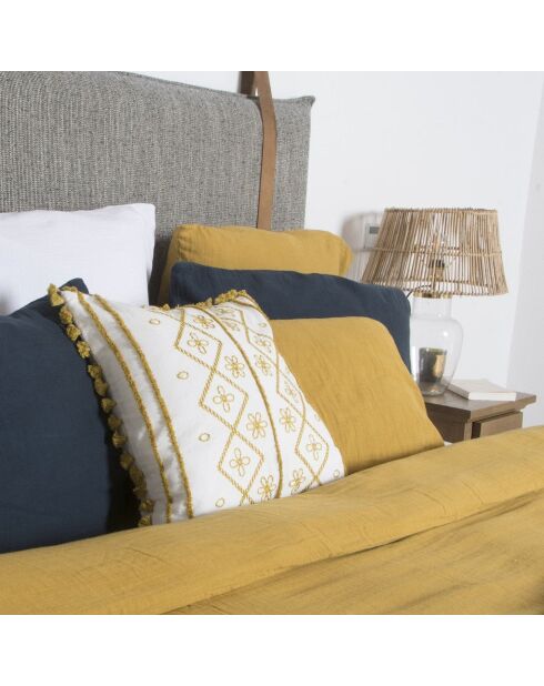 Juego de cama Clara de gasa de algodón amarillo azafrán