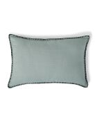 Cuscino Maxime in lino lavato celadon/nero