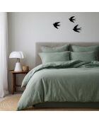 Drap housse en coton lavé Luna vert céladon