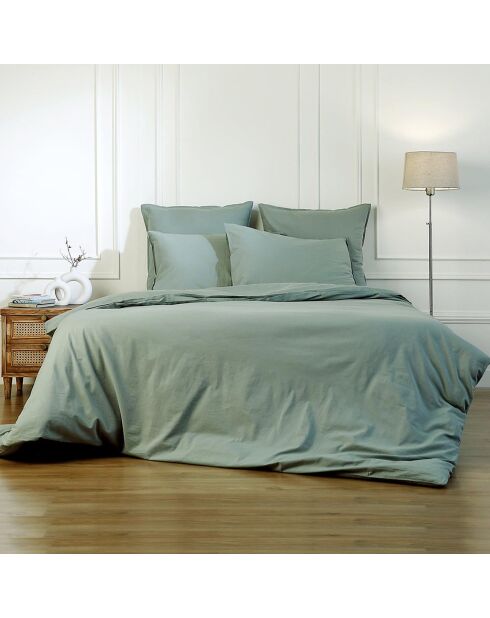 Drap housse en coton lavé Luna vert céladon