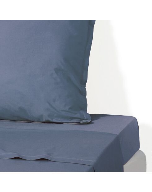 Drap plat percale de coton Nina bleu denim