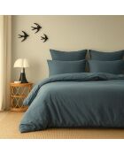 Drap plat percale de coton Nina bleu denim