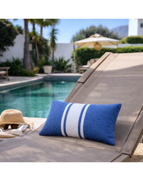 St Tropez Strandkissen aus griechischer Baumwolle, 39 x 25 cm, blau