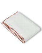 Set de 2 fundas de almohada Zoé de percal de algodón blanco/rojo