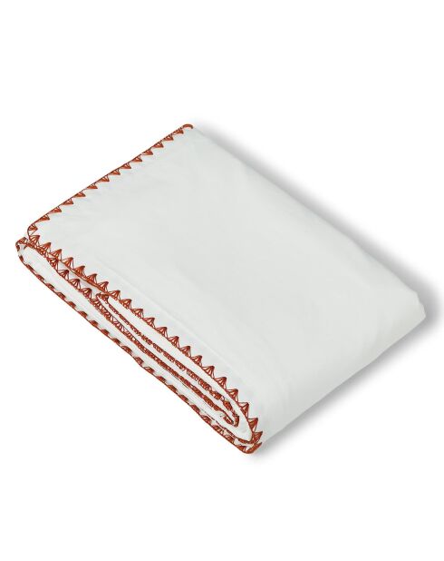 Set de 2 fundas de almohada Zoé de percal de algodón blanco/rojo